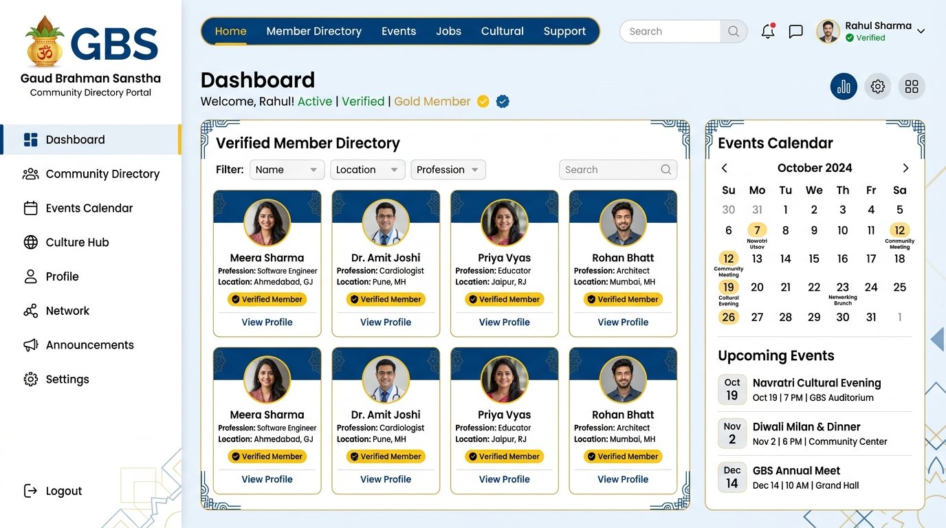 Marwadi Samaj Matrimony Portal interface dashboard